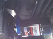 Nuc Motorsports (AMSOil) oil By-pass filter. Installed on the outside of the passenger side frame rail.