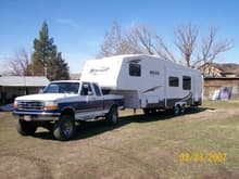 My Truck with my brand new fifth wheel.