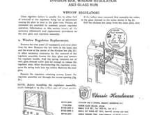 Mid Fifty installation instructions for division bar, window regulator, and glass runs Page 1