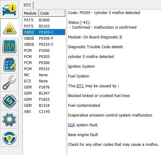 List of Codes ForScan is Showing Walk me through logically processing