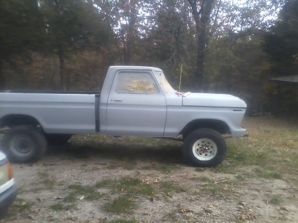 Grandpa's f150  body put on 75 highboy frame.  My Uncle's truck now.  Ready for paint.
