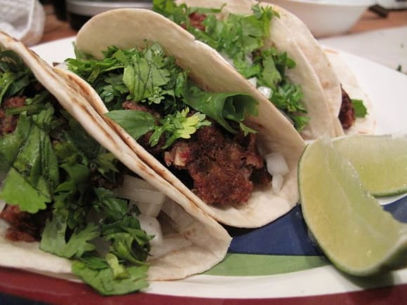 Yes sir, you guessed it. Scrapple Tacos. 

Line up guys, plenty for everyone, No need to push.