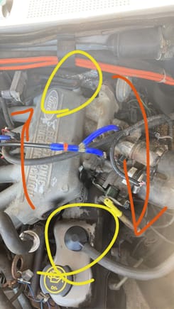 Here’s a visual aid
Keeping the stock setup but reversing the placement and using hose to reach accordingly


I apologize for the misunderstanding of what I’m asking lol