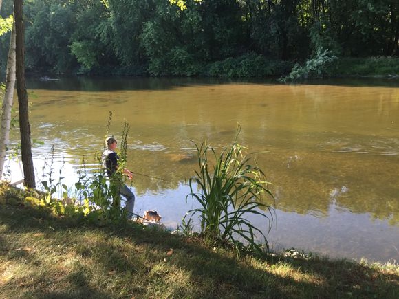 My pal and his dog fishing..