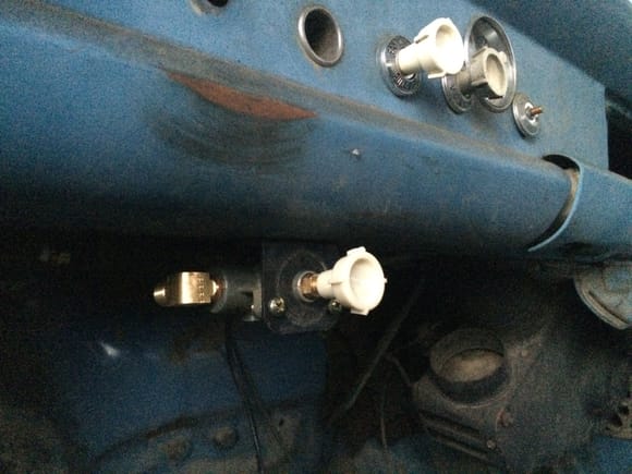 Parking brake valve installed on a bumpside switch bracket, then drilled and tapped a 57-60 knob to install.