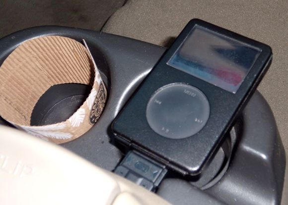 iPod adapter cable is routed through center console