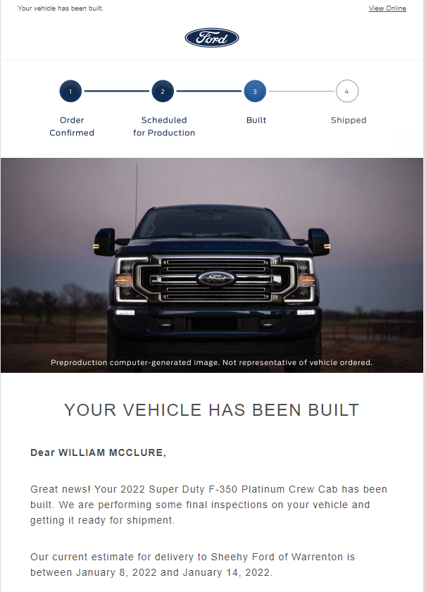 2022 Ford Super Duty Order Tracking Thread. Please No Off Topic - Page