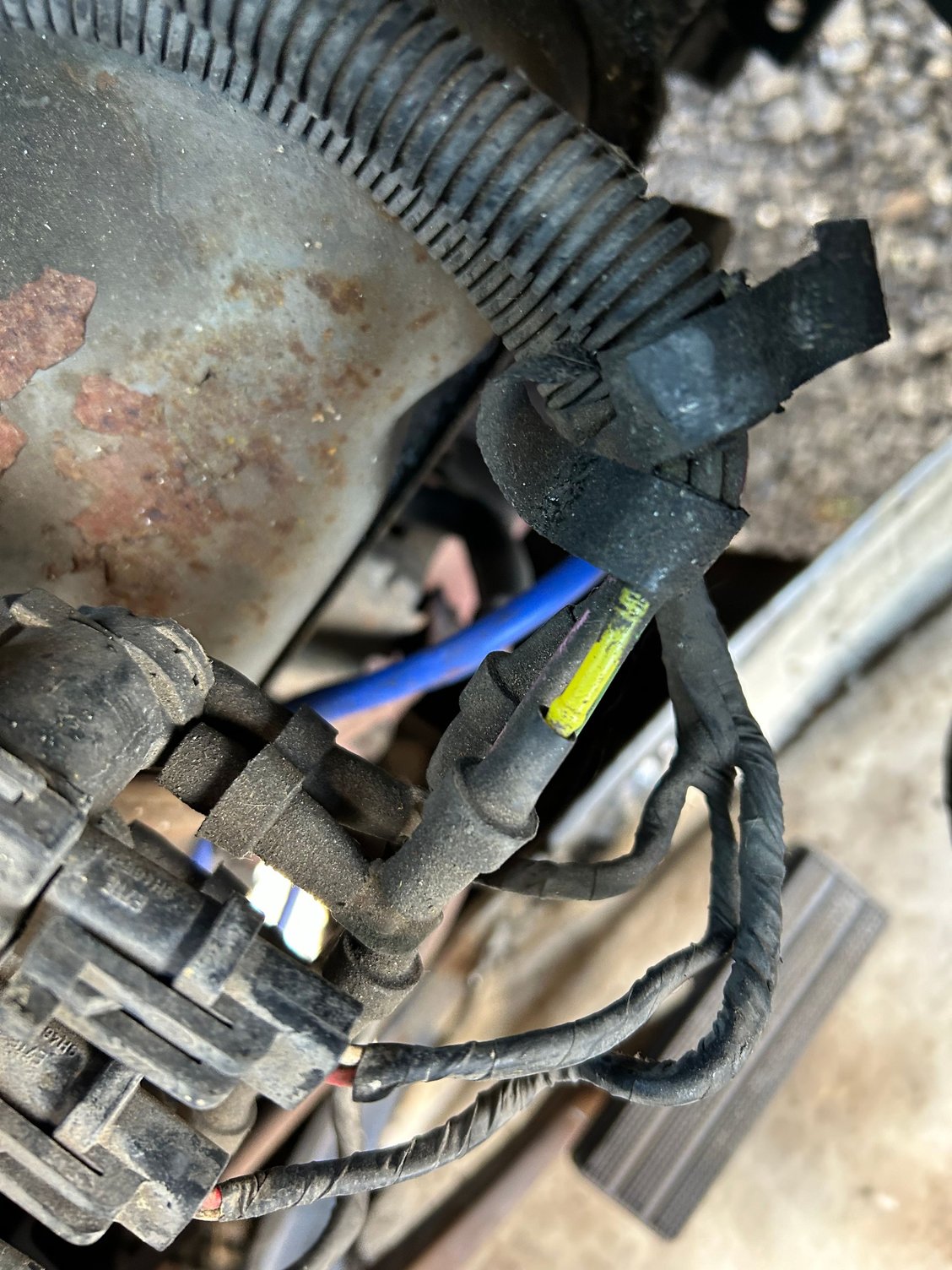 Yellow vacuum line on the 'relay block