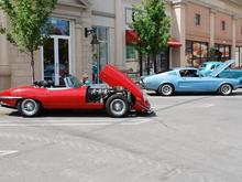 My Mustang and my wife's '70 Jag E-Type at the Brentwood, Calif. Blues, Brews, &amp; BBQ car show
