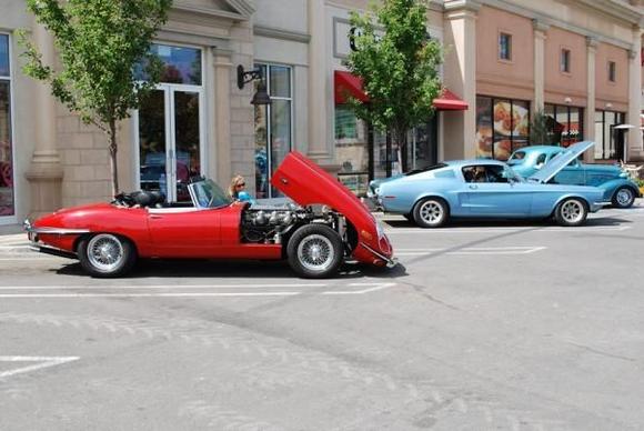 My Mustang and my wife's '70 Jag E-Type at the Brentwood, Calif. Blues, Brews, &amp; BBQ car show
