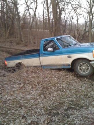 Before the lift and very stuck in a ditch