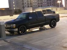 My beautiful 2002 Chevy Silverado 1500. Ext. Can., 6.5 ft bed. Aka- my black 🖤 Beauty 😍. Owned for 2 years. 220,232 miles Highway driven. Just had transmission done. In June, $1400. Engine in this Silverado is emaculent in performance. Truck came off dealers lot with "24" -inch rims & tires. A little rough ride, I love the Lift and high clearance. Drives like a almost new truck. Paid $3,000 grand. Just the way it handles and compliments the road, its priceless. Needs a paint. But, having this 