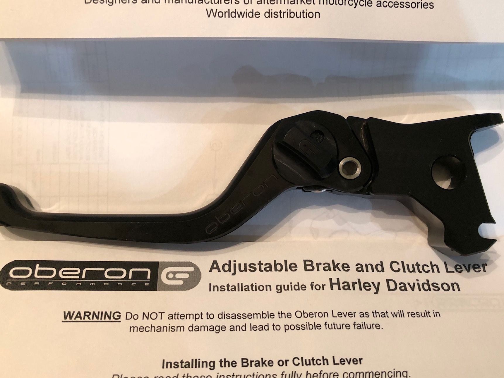 Oberon adjustable clutch lever for touring 20142016 Harley Davidson