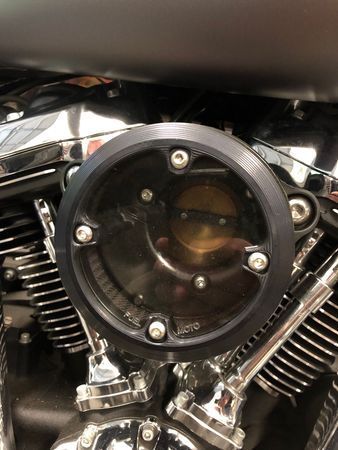 Fuel Moto M8 AC/DC Air cleaner and clear Typhoon cover Harley
