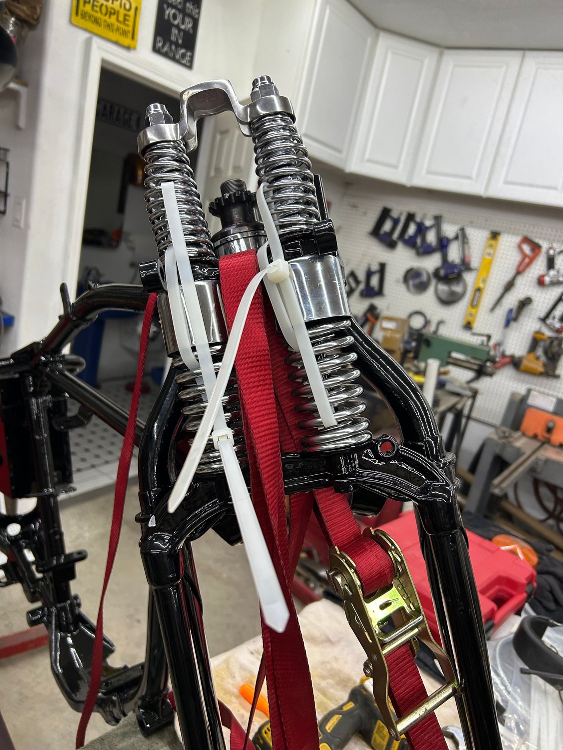 Found out I left the under side jam nut off and have to take it apart to put under the tree cover  used tie straps to keep it together !