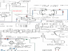 Brake light gets power from the ACC circuit breaker thru an Orange wire