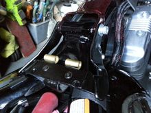 The receiving hinge, made from a Heavy Duty Door Hinge.