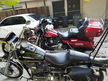 Modified faring to fit my HG pouch from my windshield.  And pic with sissy bar and old Ultra.