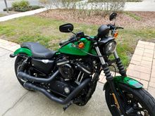 My old iron. Green metal flake with AMF tank decals. Someone around Orlando is riding it around. Id like to find him and offer to buy it back.
