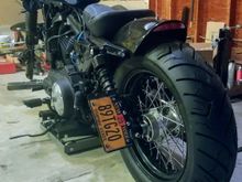 Shinko 777 170/70-16
Original hub and spokes - re laced to a new 16x4.5" wide rim
