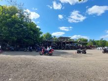 There was a pretty good band playing today. Lots of bikes took off when they took a 3:30pm break.....us included. 