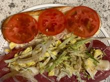 Some lettuce & Mato & little more Spiedie sauce