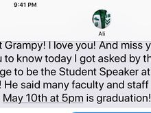 Text from Friday night while texting with granddaughter.