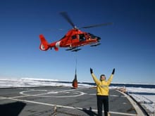 Flying in CG helo, Antarctica.