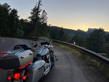 On Iron Mountain road with Rushmore in the background. 
