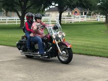'17 Heritage - Riding with my 10 year old granddaughter - as you can see we are nicely color coordinated.