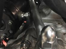 Not easy to see, but the clutch adjustment feels good and the lever is only about 1/8" from the starter.