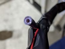 The cut coax coming from the tour pack