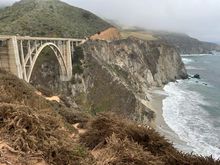 Iconic Bixby bridge, built in 1932.  I BELIEVE its the tallest concrete span bridge in USA.  Or something like that.