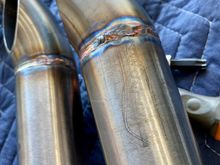 Some of the scratches found all over the exterior pipes due to zero protection during shipping. Just two loose pipes in a box with some brown paper on the bottom. 