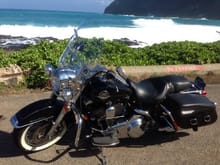 Picture of 2008 road king taken in front of Rabbit island Oahu.