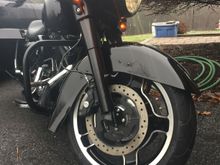 11/15 New 2013 Street Glide Front End all powdercoated satin black. New Brembos, wheel, Fender painted vivid black, Flush Axle and RC spacers. 18" HD Wheel, Michelin tire. More coming