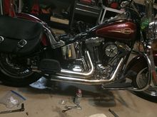 And the new exhaust is on!  Rinehart staggered 2-2 staggered. I told the wife her new boards  ruined the lines