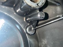 Outside primary. Starter race bearing. See the deep gouge. 