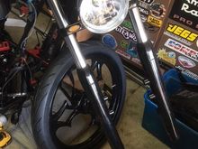 Shiny black legs, glossed the trees and 2 toned headlight bucket. pow pow!