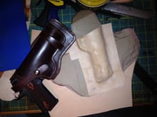 1911 Cowboy style holster I and an Inside-the-Waistband holster for it in progress