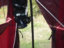 6-7' of standing room makes it easy to Don and Doff bike clothes and rain gear; two doors for great access (one side for regular entries and the other for the occasional midnight pee without getting dressed to go to the treeline or washrooms)