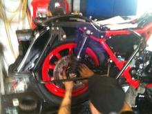 okay, the 200 king had the old style swing arm. with the clev block alignment and tensioner. fuck that! i used my 2004 swing arm. Custom Cycle Engineering sells a kit with all the stuff you need (minus the swing arm) to do the conversion. this is awesome!