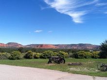 antique tractor at the continental divide in arizona