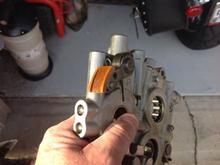 Old outer cam tensioner had a lot of wear 17,000 miles