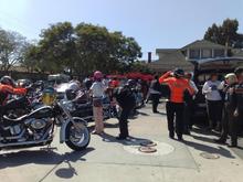 Filling up 24 bikes and 3 vans at a gas station took some time!