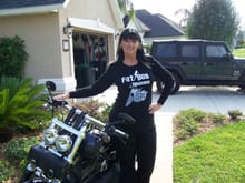 Me and my ride modeling the Fat Bob Squadron shirts