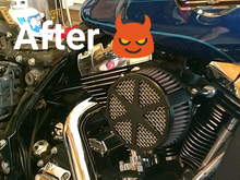 Got intake done, mirrors in and faring mirrors out, 6x9s in the bags and 4ch amp in, and lowered it 2" successful day!