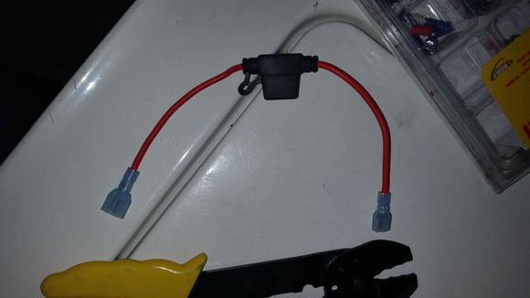 set up fuse (used 10A) to patch into the line.  Mounted... nothing to see here