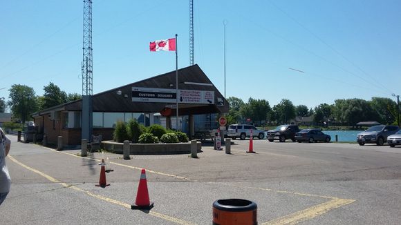 Canadian Customs terminal at Sombra Ontario. You will need proper ID to cross into the USA. (Passport or Nexus Card)