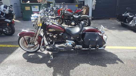My 02 FLSTS. Passenger seat is in my garage